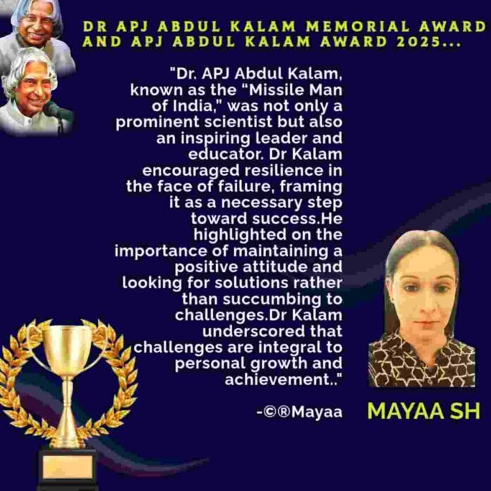 Mayaa SH, APJ Abdul Kalam Award, Women Empowerment, Gender Equality, Mental Health Awareness, Social Activism, Literature & Activism, Dr. APJ Abdul Kalam Memorial Award, Indian Author, Feminism, Gender Inequality, Violence Against Women, Economic Opportunities for Women, Marginalized Communities, Transgender Rights, Social Justice, Inspirational Women, Indian Literature, Activism, Personal Development, Resilience, Courage, Community Building, Advocacy, Suicide Prevention, Patriarchal Society, Self-Actualization, Cultural Sensitivity, Mayaa SH APJ Abdul Kalam Award wins, Mayaa SH women empowerment advocacy, Mayaa SH mental health awareness work, Mayaa SH literature and social impact, Mayaa SH on gender equality and social reform, How Mayaa SH connects life experiences to women empowerment, Mayaa SH thoughts on Dr. APJ Abdul Kalam's vision, Mayaa SH long term goals for women empowerment, Mayaa SH on addressing gender inequality, Mayaa SH on violence against women, Mayaa SH on economic opportunities for women, Mayaa SH on the importance of mental health, Mayaa SH on the importance of courage, Mayaa SH on the importance of education, Mayaa SH on societal change, Mayaa SH on cultural differences in activism, APJ Abdul Kalam Award 2025, Back to Back APJ Abdul Kalam Award Winner, National APJ Abdul Kalam Award, Mayaa SH Biography, About Mayaa SH, Mayaa SH Author, Mayaa SH Activist, Mayaa SH Interview, Inspiration, Motivation, Social Impact, Human Rights, Equality, Society, Change, India, Indian Women, Author,