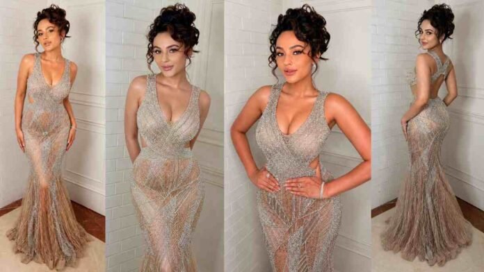Seerat Kapoor ,Seerat Kapoor red carpet, Champagne couture gown, Kiki designer dress, Bollywood celebrity style, Dynamic Screen Presence Award, Wedding reception fashion inspiration, Blu Diamonds jewellery, Mermaid silhouette gown,Actress Seerat Kapoor,